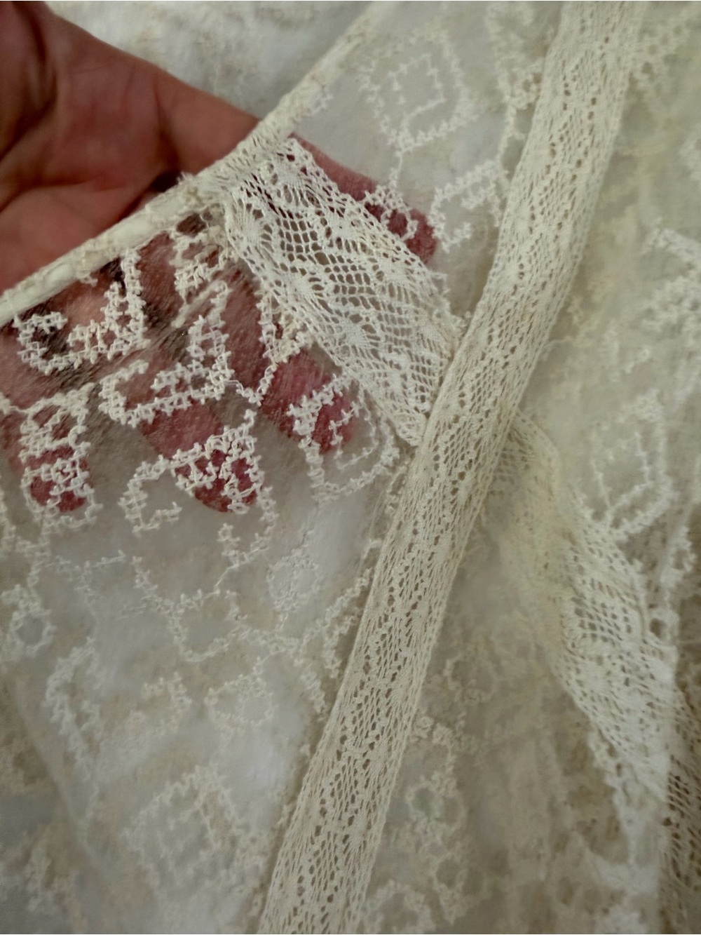 ANTHROPOLOGIE MAEVE San-Michel Lace Duster Dress Coverup Ivory White L - Picture 8 of 16